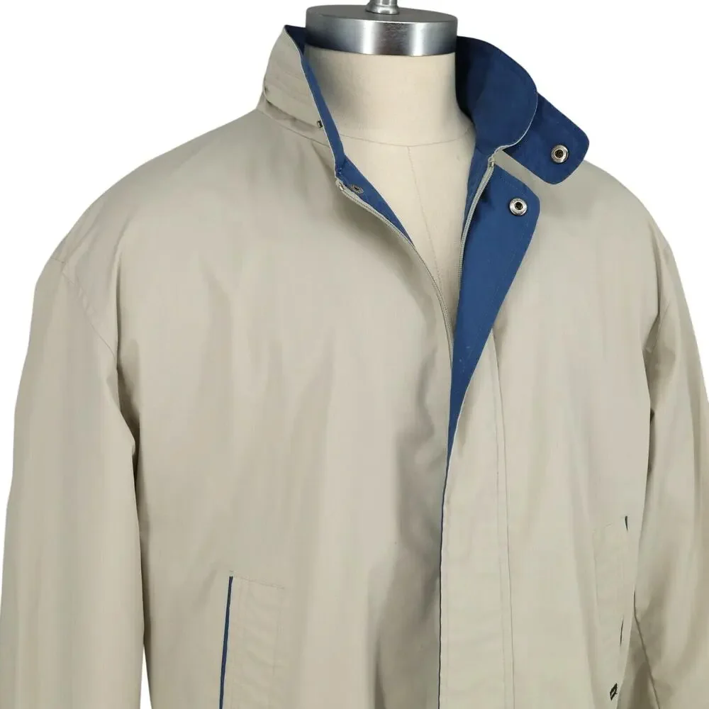 Members Only Jacket Mens Large Beige Full Zip Lightweight Pockets Lined Vintage